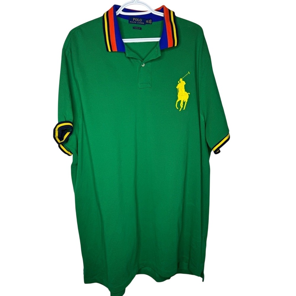 POLO Ralph Lauren Mens Polo‎ Shirt Short Sleeve Rainbow Big Pony Logo Preppy